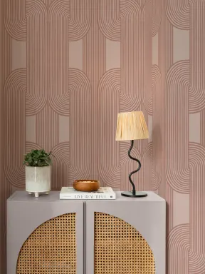 Papel pintado Líneas y curvas tranquilizadoras en rosa