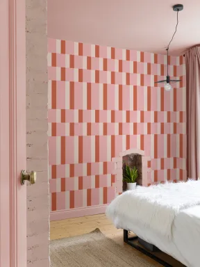 Pink & Orange Modern Geometric Bauhaus Wallpaper
