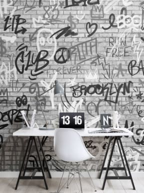 Monokrom NYC Graffiti murvegg fototapet