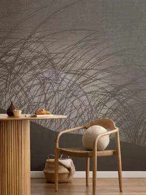 Mørk natur Japandi Grass Scene Komorebi fototapet