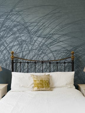 Blue Japandi Grass Landscape Nature Mural