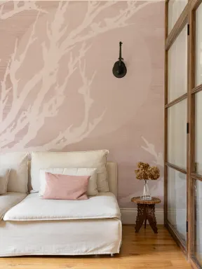 Pink Yuugen Japanese Nature Minimalist Wall Mural