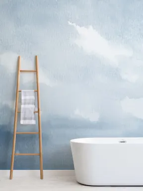 Blue Watercolor Cloud & Sky Wallpaper Mural