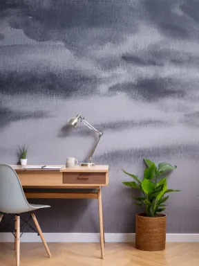 Papier Peint Panoramique Ciel Bleu avec Nuages Pendant la Nuit