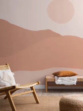 Earth Tone Painted Desert Landscape Wallpaper Mural