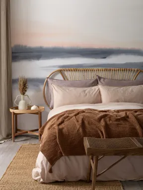 Calm Watercolor Sky and Landscape Wallpaper Mural