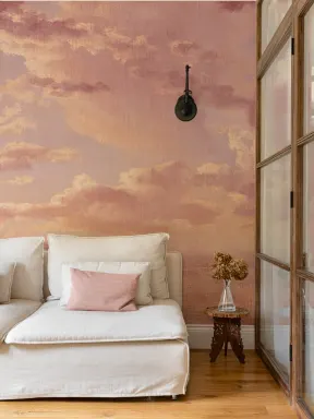 Étude des nuages au-dessus de la mer Papier peint panoramique dans les tons du coucher du soleil