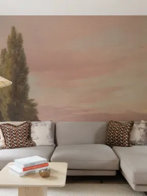 Waters Edge Sunset Vintage Landscape Wall Mural by Christen Købke