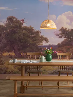 Sunset Countryside Landscape Mural-tapeter Doe Glade av P. C. Skovgaard