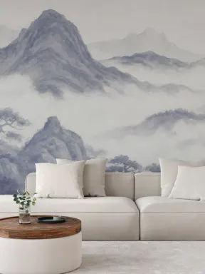 Indigo Mountain Landscape Wallpaper