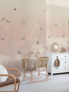 Pink Dreamscape Butterfly Cloud Kids' Wall Mural