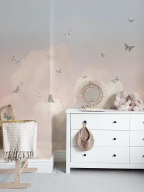 Multicolor Dreamscape Classic Butterfly Mural for Serene Spaces