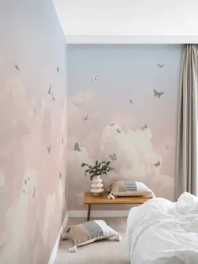 Multicolor Dreamscape Classic Butterfly Mural for Serene Spaces