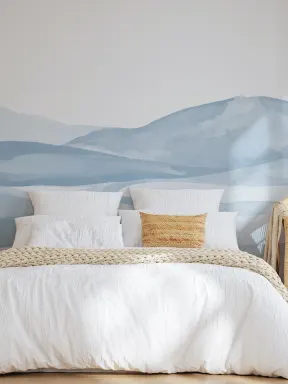 Blue Watercolor Valley Landscape Mural