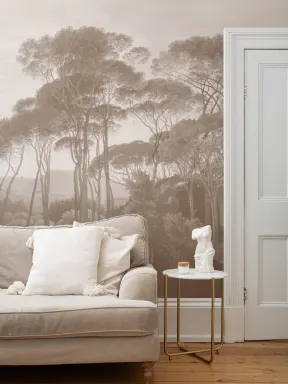 Beige Tivoli Forest Landscape Painting Mural