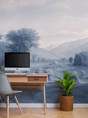 Papier peint panoramique représentant un paysage américain bleu