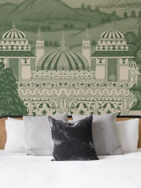 Green Temple Valley Landscape Mural
