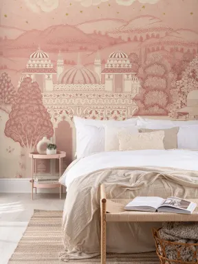 Pink Temple Valley Landscape Mural