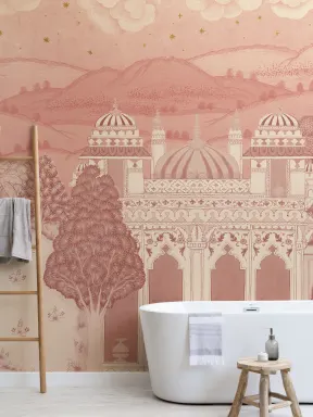 Pink Temple Valley Landscape Mural