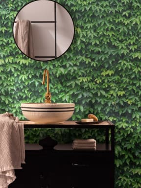 Papier Peint Panoramique avec Mur de Lierre Vert