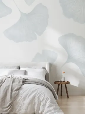 Blue Ginkgo Leaf Mural