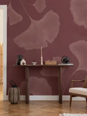 Mauve Ginkgo Leaf Mural