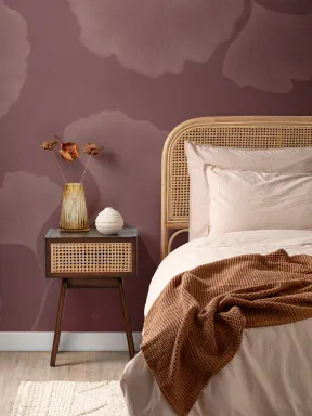 Mural de folhas de ginkgo malva