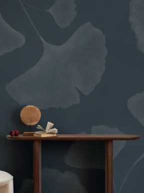 Fototapete Ginkgoblatt marineblau