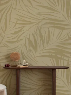 Sombra Green Subtle Palm Leaf Wall Mural with Tropical Texture