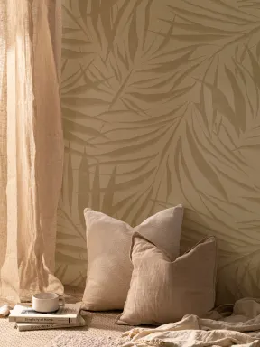 Carta da parati con foglie di palma verde Sombra con texture tropicale