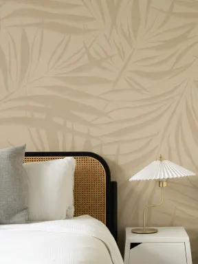 Sombra Light Neutral Palm Leaf Wall Mural with Soft Textured Effect