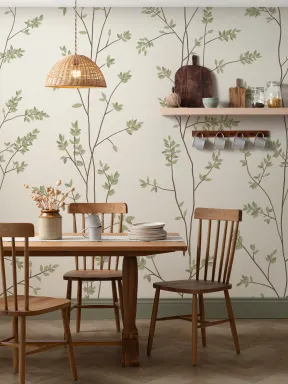 Green Botanical Classic Pattern Wallpaper Mural
