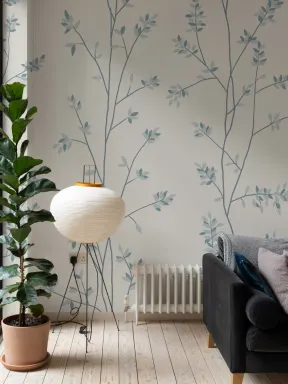 Motif de feuilles botaniques élégantes bleu