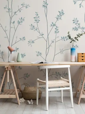 Motif de feuilles botaniques élégantes bleu