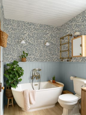 Blue Leaf Pattern Botanical Wallpaper Mural