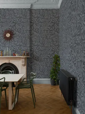 Navy Botanical Elegance Leaf Pattern Wallpaper Mural