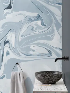 Drift Blue Marbled Wallpaper Mural