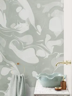 Swish Sage Marbled Wallpaper Mural