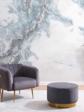 Deep Blue Clouded Marble Wallpaper Mural