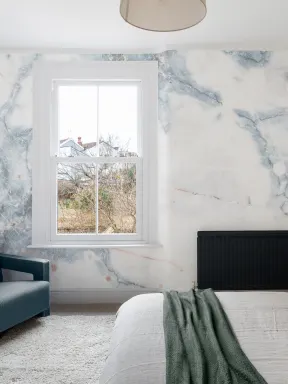 Deep Blue Clouded Marble Wallpaper Mural