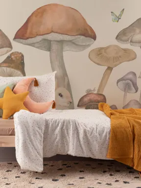 Fototapete mit Waldtieren und Pilzen für Kinderzimmer