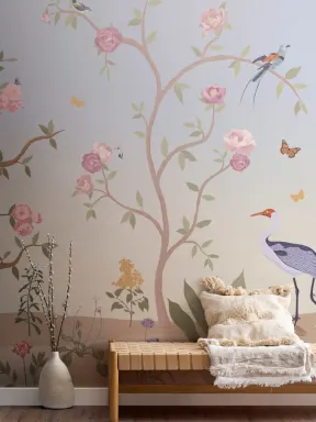 Mural de parede Jardim de primavera Floral Chinoiserie Azul