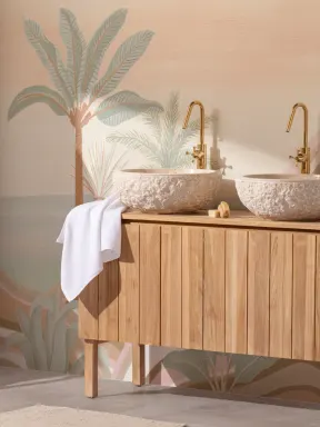 Pastel Tropical Landscape Mural