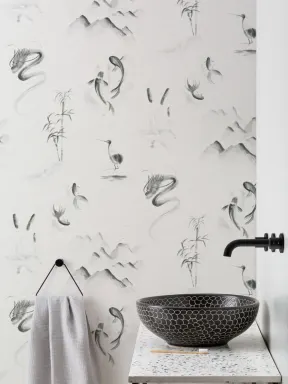 Traditional Chinese Monochrome Pattern Wallpaper Mural