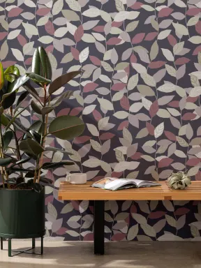 Dark Botanical Climbing Plants Pattern Wallpaper