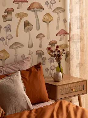 Papier Peint Motif Champignons à l’Aquarelle