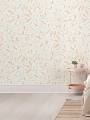 Papier peint Feuilles abstraites roses