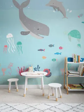 Papier Peint Panoramique Animaux Sous la Mer pour les Enfants