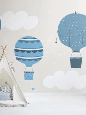 Fototapete Hase und Blaue Ballons für Kinder