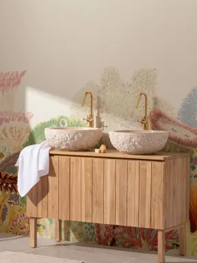 Värikäs Vintage kuvituksia Koralliriutta seinämaalaus
